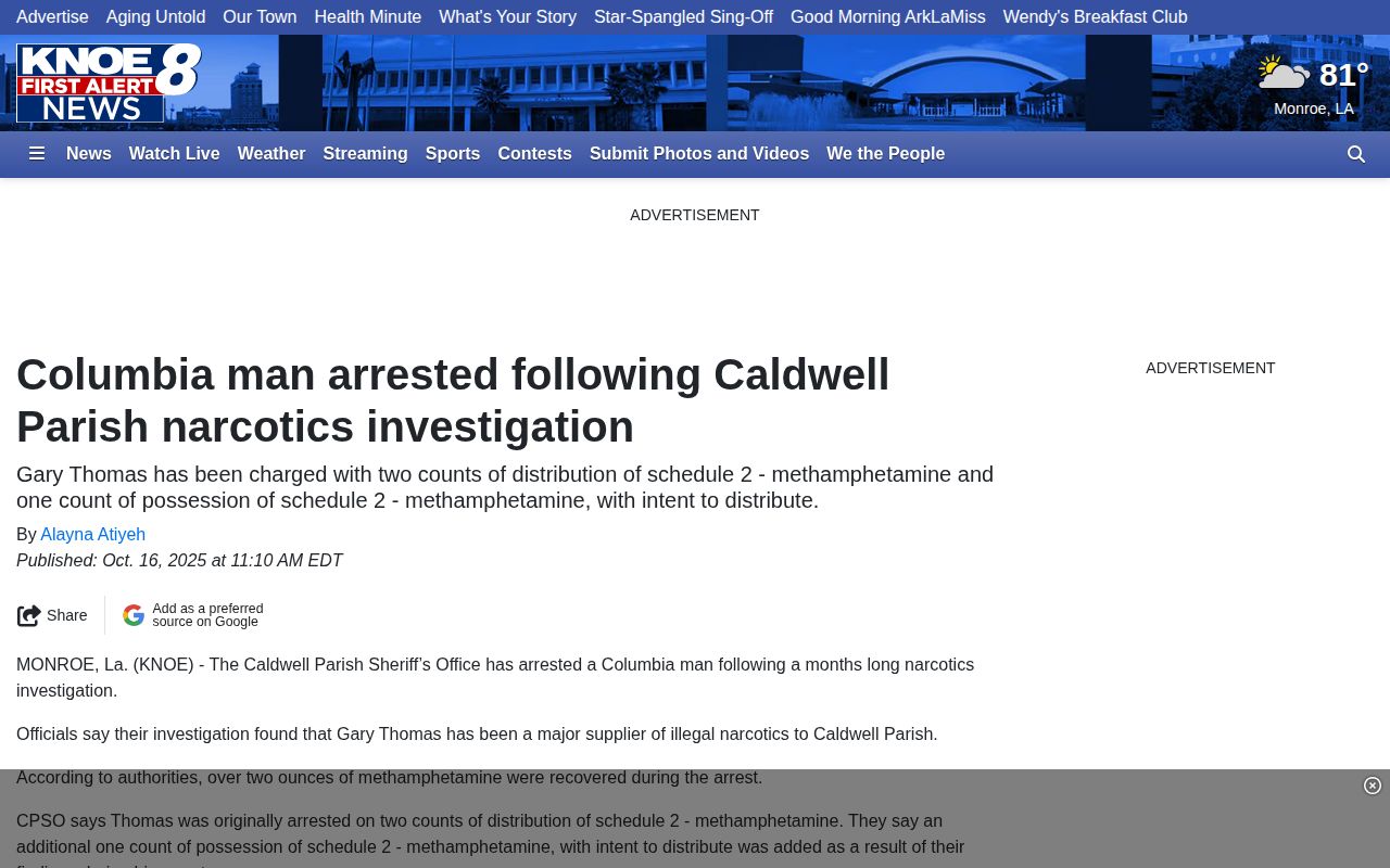 KNOE Caldwell Parish crime news report about a local arrest
